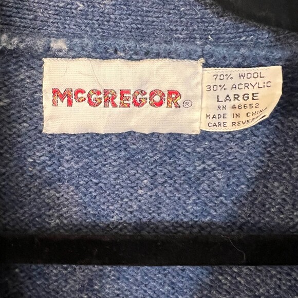 McGregor Blue Knit Wool Blend Button Front Vest Size Large - Picture 4 of 4